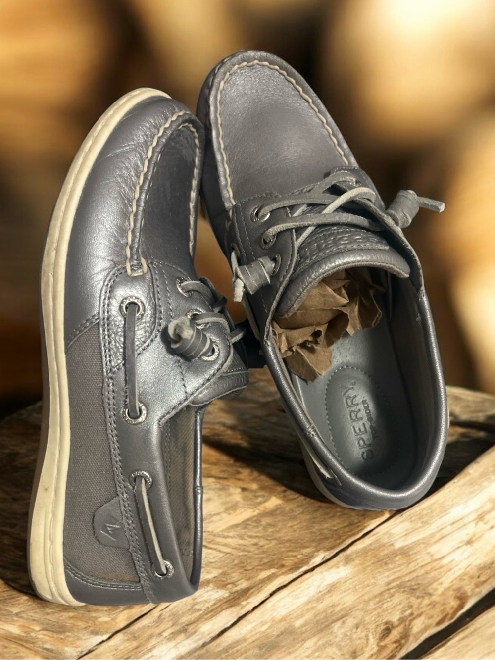 Sperry Woman’s Metallic Gray Boat Shoes